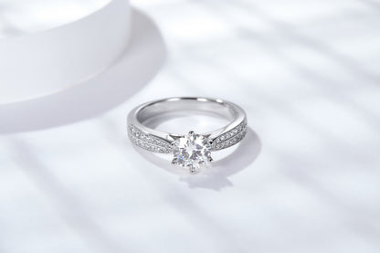 [TW] [NEW ARRIVAL][#Link 03] 2 Carat Six Claws Double Moissanite Band S925 Sterling Silver Moissanite Ring