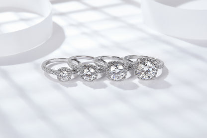 [TW] [#Link 05] Round Shape 2&3 Carats S925 Sterling Silver Moissanite Ring
