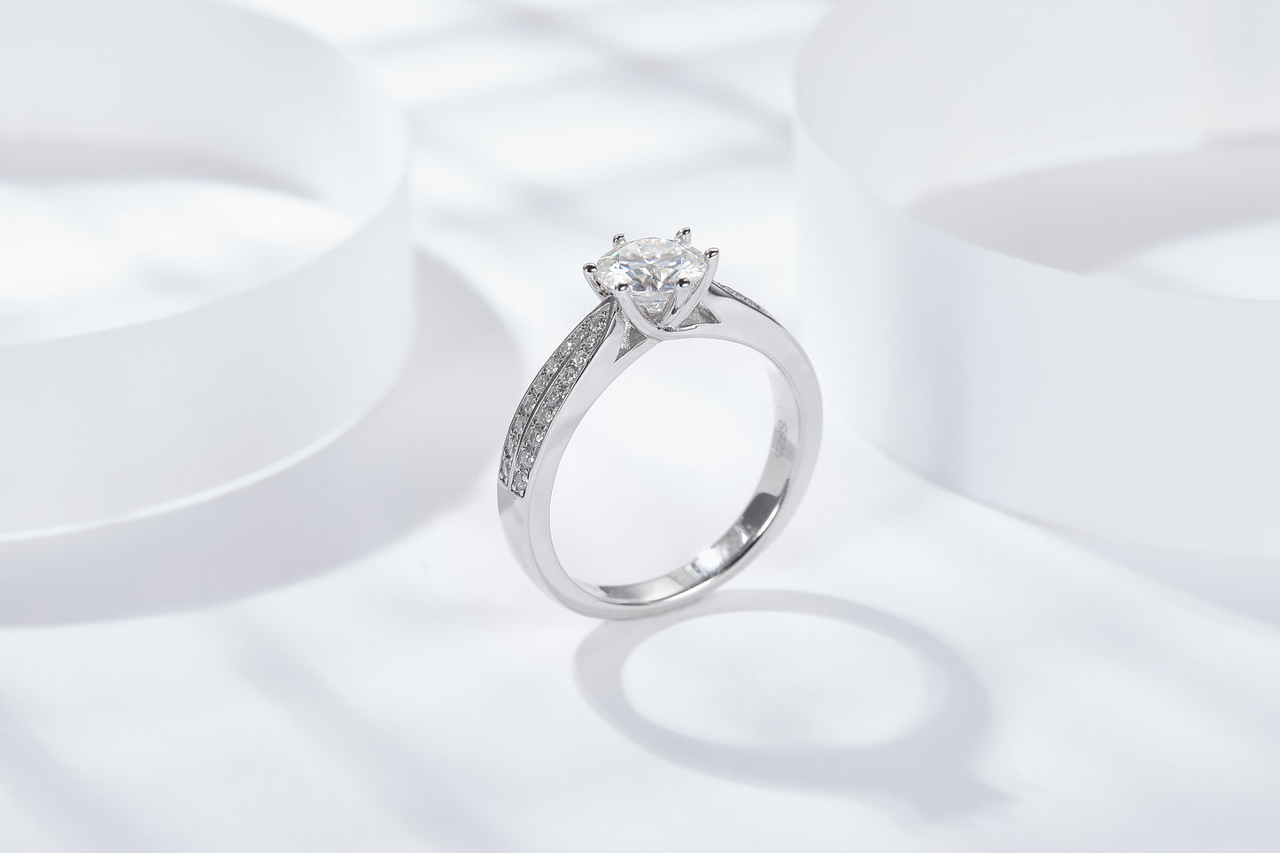 [TW] [NEW ARRIVAL][#Link 03] 2 Carat Six Claws Double Moissanite Band S925 Sterling Silver Moissanite Ring