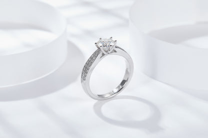 [TW] [NEW ARRIVAL][#Link 03] 2 Carat Six Claws Double Moissanite Band S925 Sterling Silver Moissanite Ring