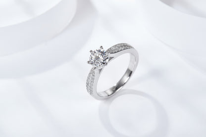 [TW] [NEW ARRIVAL][#Link 03] 2 Carat Six Claws Double Moissanite Band S925 Sterling Silver Moissanite Ring
