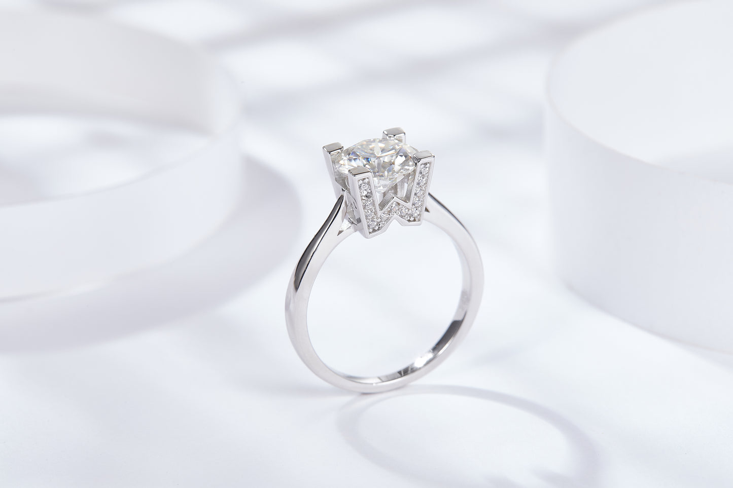 [TW] [NEW ARRIVAL][#Link 05] 2 Carat W&H S925 Sterling Silver Moissanite Ring
