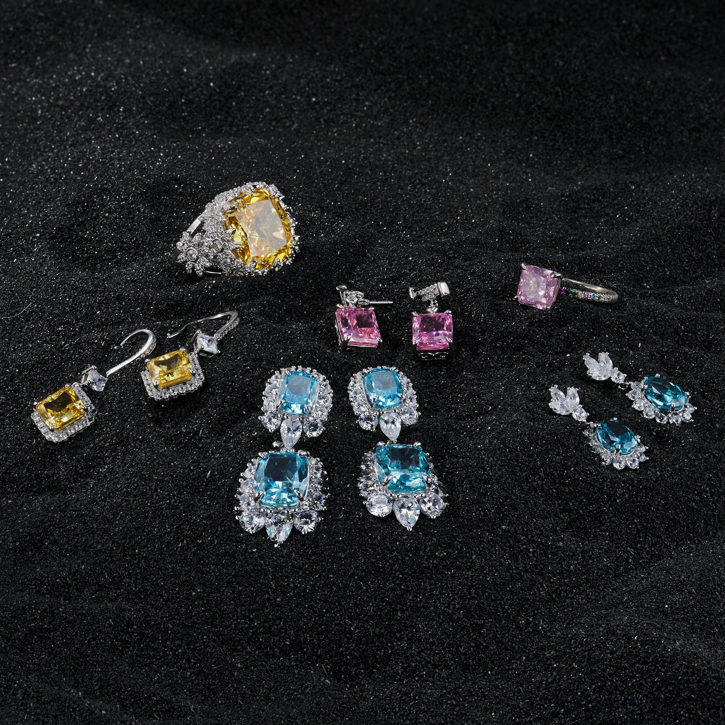 [MM]Birthstone Lab Created GemStone Birthstone 925 Sterling Silver Jewelry Set for Women Teen Girls
