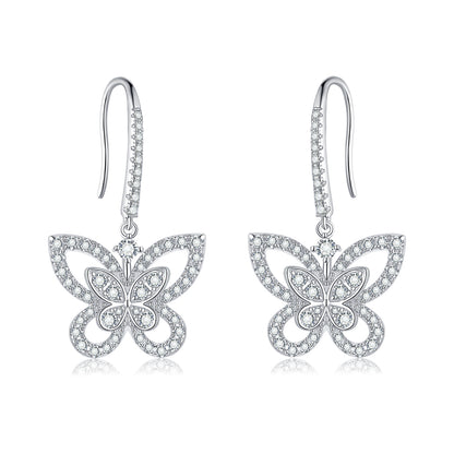 [TW] [#Link 74] Butterfly Shape S925 Sterling Silver Mossanite Earrings
