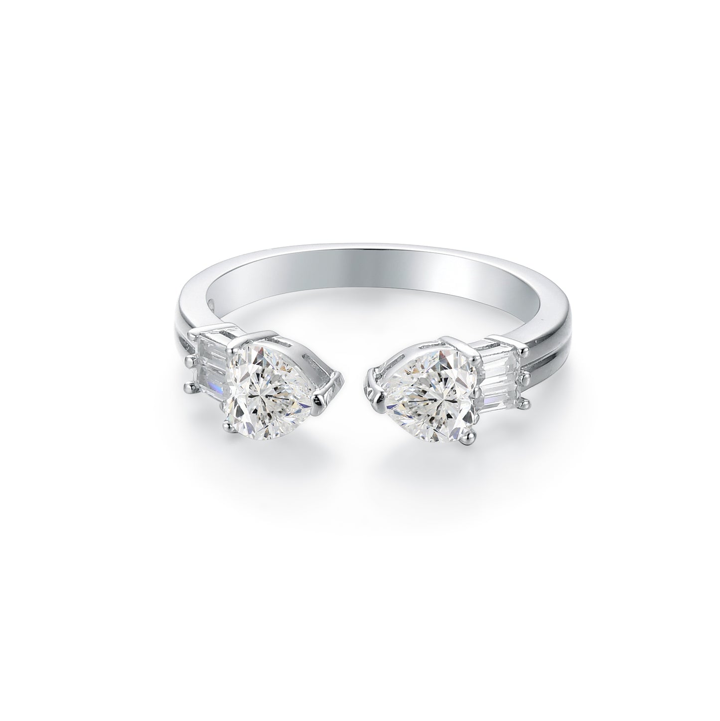 [TW] [#Link 21] 2*0.5 Carats Heart Ring Combo S925 Sterling Silver Moissanite Ring