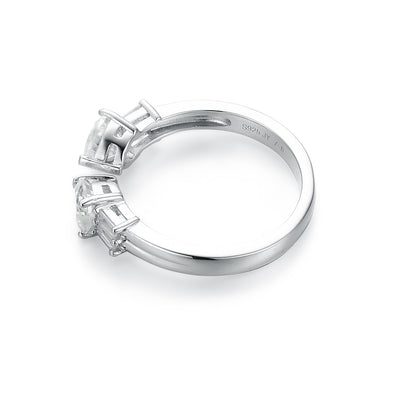 [TW] [#Link 21] 2*0.5 Carats Heart Ring Combo S925 Sterling Silver Moissanite Ring