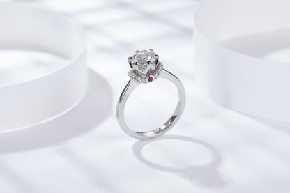 [TW] [#Link 23] 1 Carat Crown Red Stone Ring S925 Sterling Silver Romantic Wedding Rings