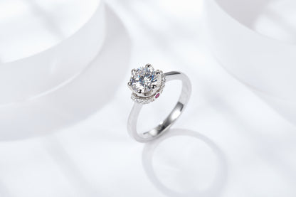 [TW] [#Link 23] 1 Carat Crown Red Stone Ring S925 Sterling Silver Romantic Wedding Rings